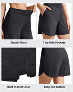 G4Free - Chillwhisp Built-in Brief Liner High Waist Athletic Shorts -GF26E710AA-S
