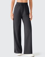 G4Free - Chillwhisp Drawstring Side Slit Flowy Palazzo Wide Leg Pants -GF26J855A001A-S