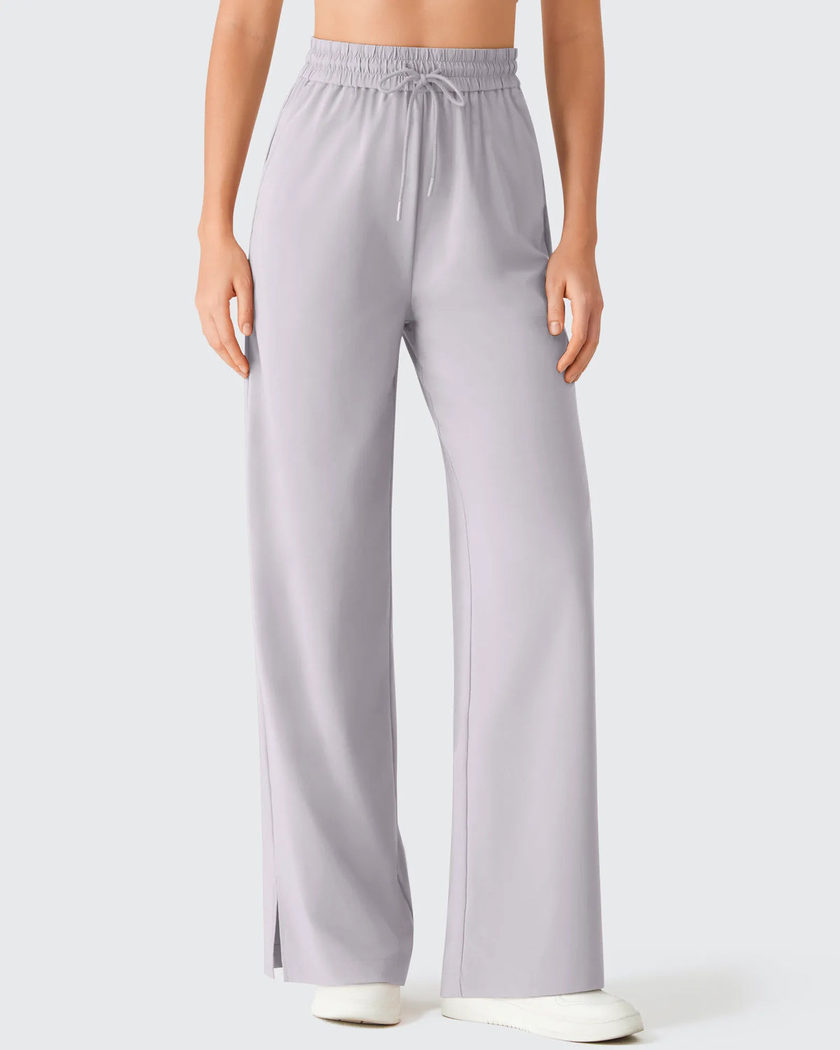G4Free - Chillwhisp Drawstring Side Slit Flowy Palazzo Wide Leg Pants -GF26J855A001A-S