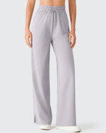 G4Free - Chillwhisp Drawstring Side Slit Flowy Palazzo Wide Leg Pants -GF26J855A001A-S