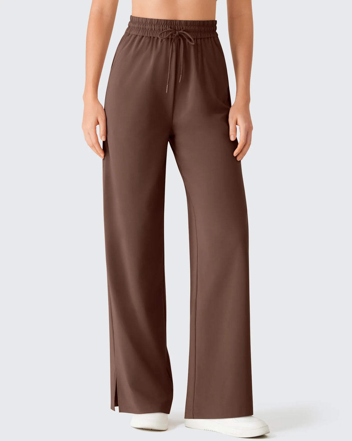 G4Free - Chillwhisp Drawstring Side Slit Flowy Palazzo Wide Leg Pants -GF26J855A001A-S