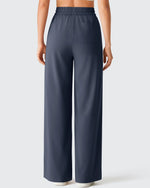G4Free - Chillwhisp Drawstring Side Slit Flowy Palazzo Wide Leg Pants -GF26J855A001A-S