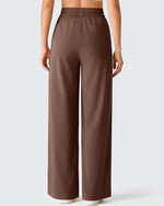 G4Free - Chillwhisp Drawstring Side Slit Flowy Palazzo Wide Leg Pants -GF26J855A001A-S