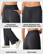 G4Free - Chillwhisp Drawstring Side Slit Flowy Palazzo Wide Leg Pants -GF26J855A001A-S
