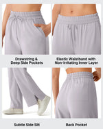 G4Free - Chillwhisp Drawstring Side Slit Flowy Palazzo Wide Leg Pants -GF26J855A001A-S