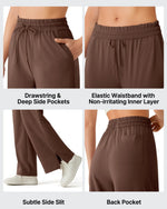 G4Free - Chillwhisp Drawstring Side Slit Flowy Palazzo Wide Leg Pants -GF26J855A001A-S