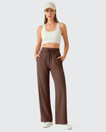G4Free - Chillwhisp Drawstring Side Slit Flowy Palazzo Wide Leg Pants -GF26J855A001A-S