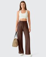 G4Free - Chillwhisp Drawstring Side Slit Flowy Palazzo Wide Leg Pants -GF26J855A001A-S