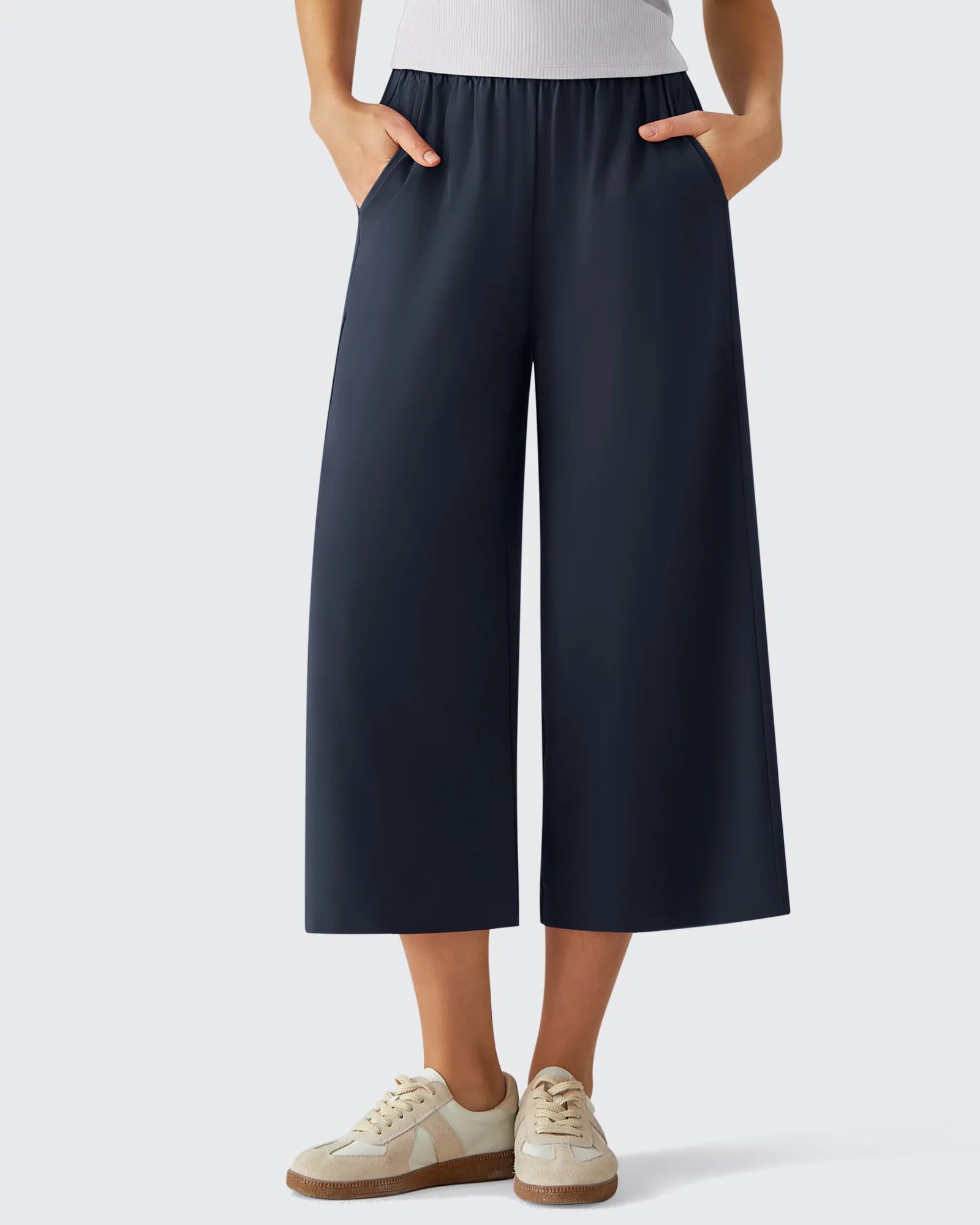 G4Free - Chillwhisp Elastic Waist Flowy Wide Leg Capri Pants 20'' -GF26J866D019A-S