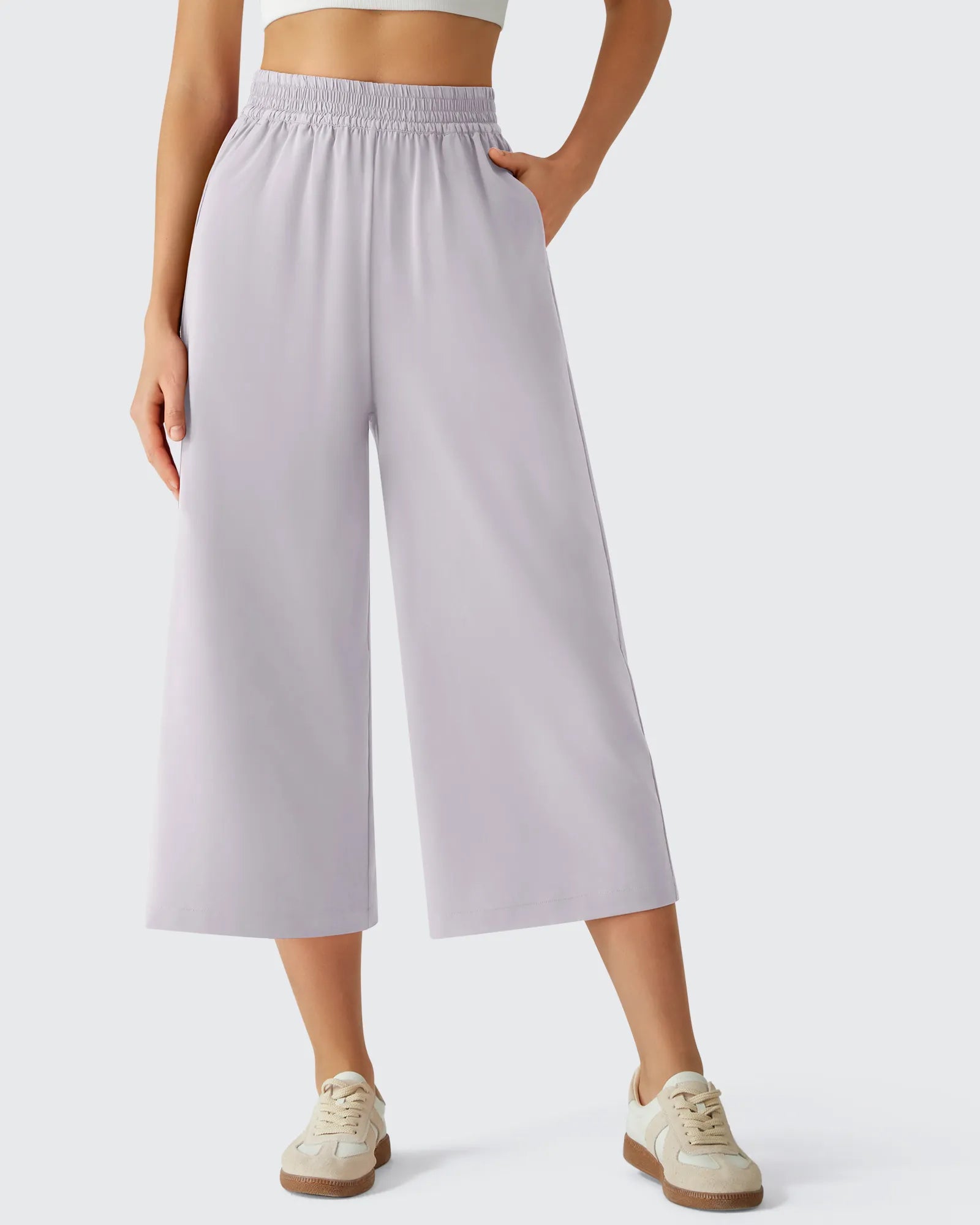 G4Free - Chillwhisp Elastic Waist Flowy Wide Leg Capri Pants 20'' -GF26J866D019A-S