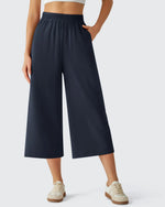 G4Free - Chillwhisp Elastic Waist Flowy Wide Leg Capri Pants 20'' -GF26J866D019A-S