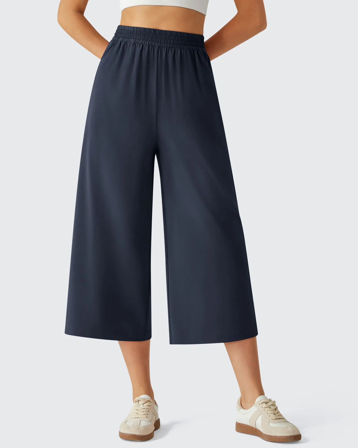 G4Free - Chillwhisp Elastic Waist Flowy Wide Leg Capri Pants 20'' -GF26J866D019A-S
