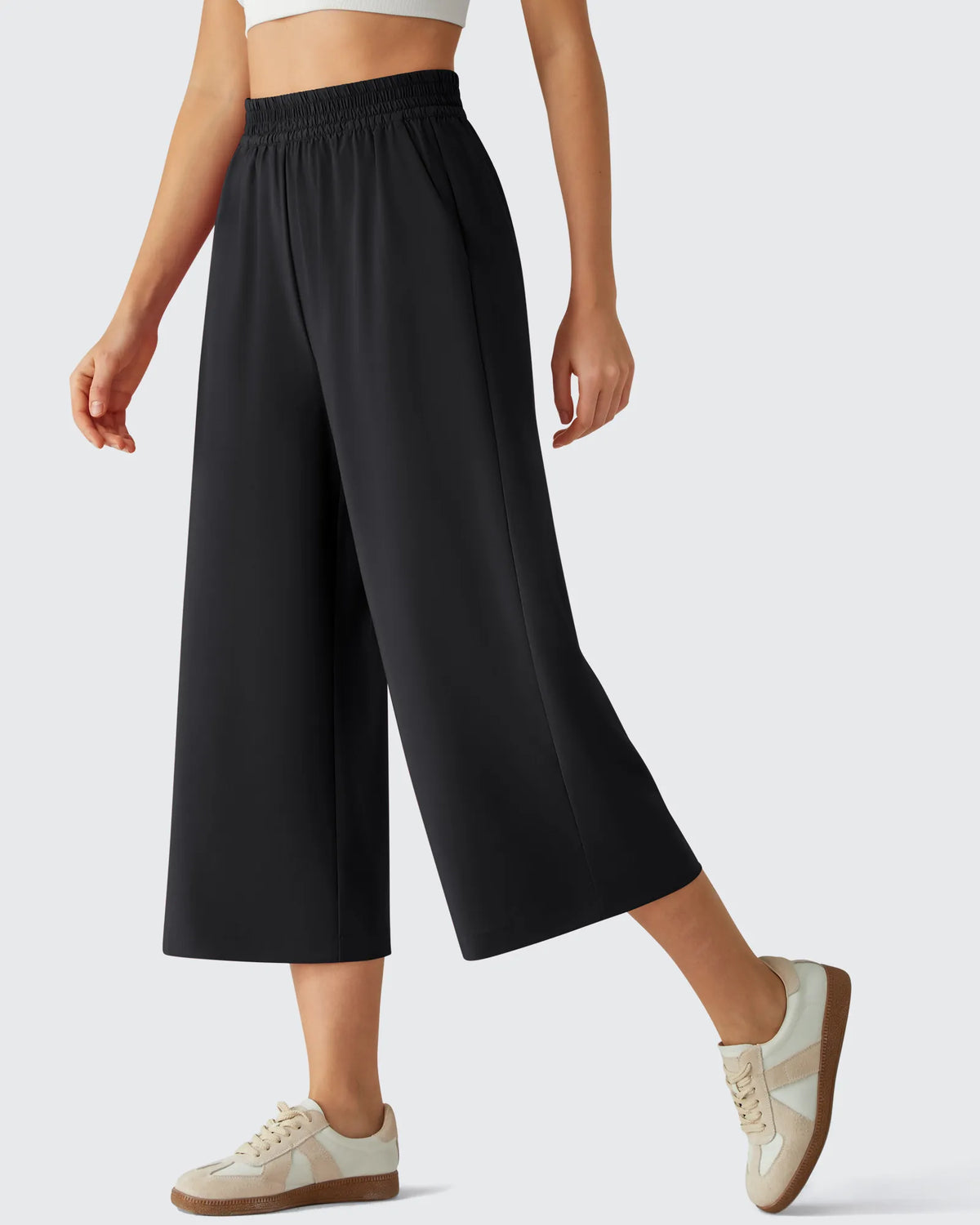 G4Free - Chillwhisp Elastic Waist Flowy Wide Leg Capri Pants 20'' -GF26J866D019A-S
