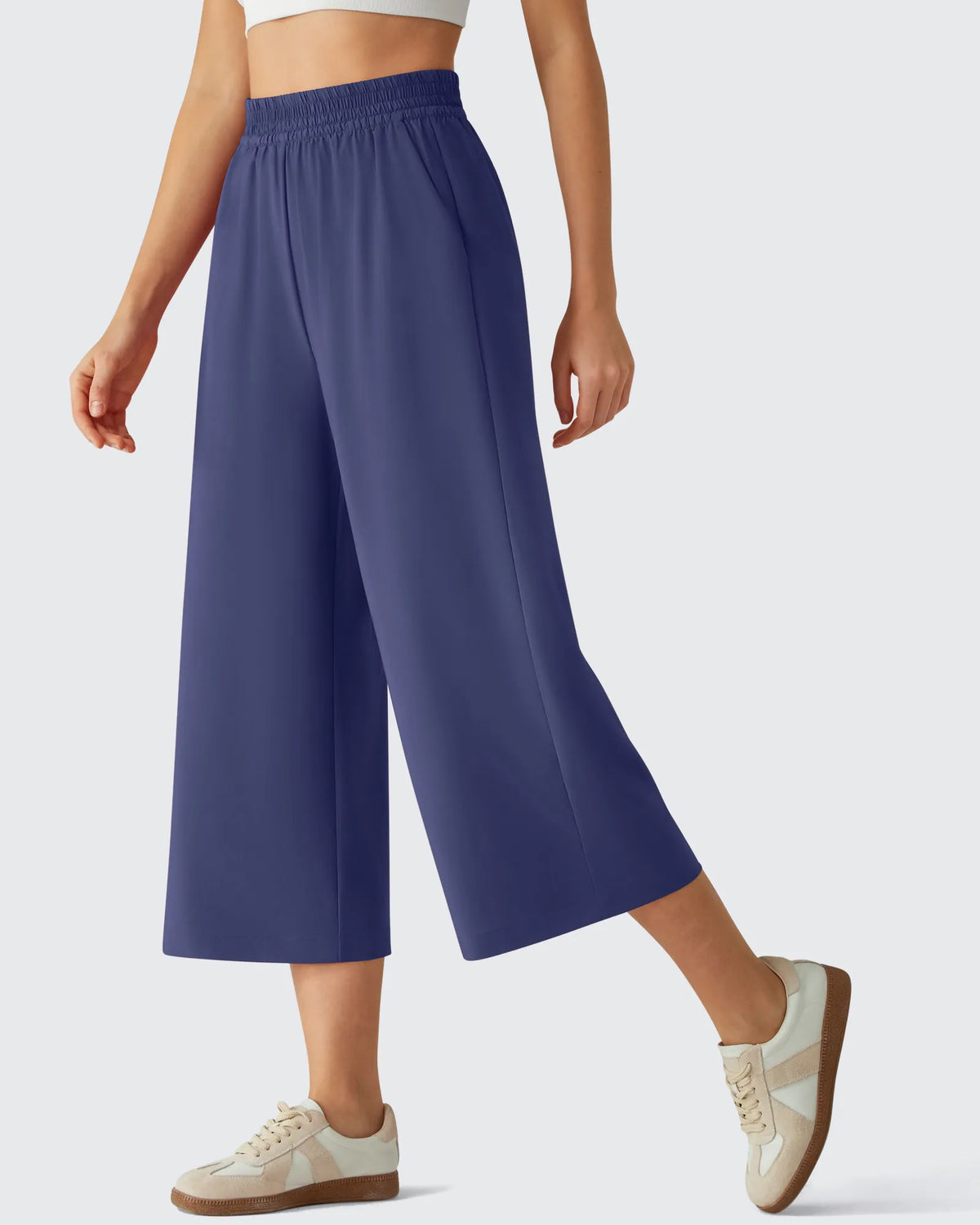 G4Free - Chillwhisp Elastic Waist Flowy Wide Leg Capri Pants 20'' -GF26J866D019A-S