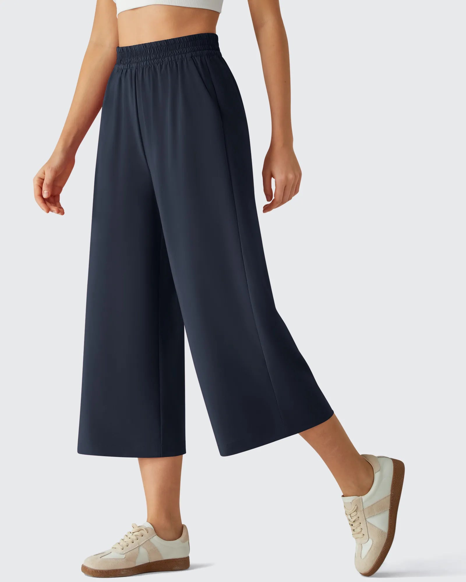 G4Free - Chillwhisp Elastic Waist Flowy Wide Leg Capri Pants 20'' -GF26J866D019A-S