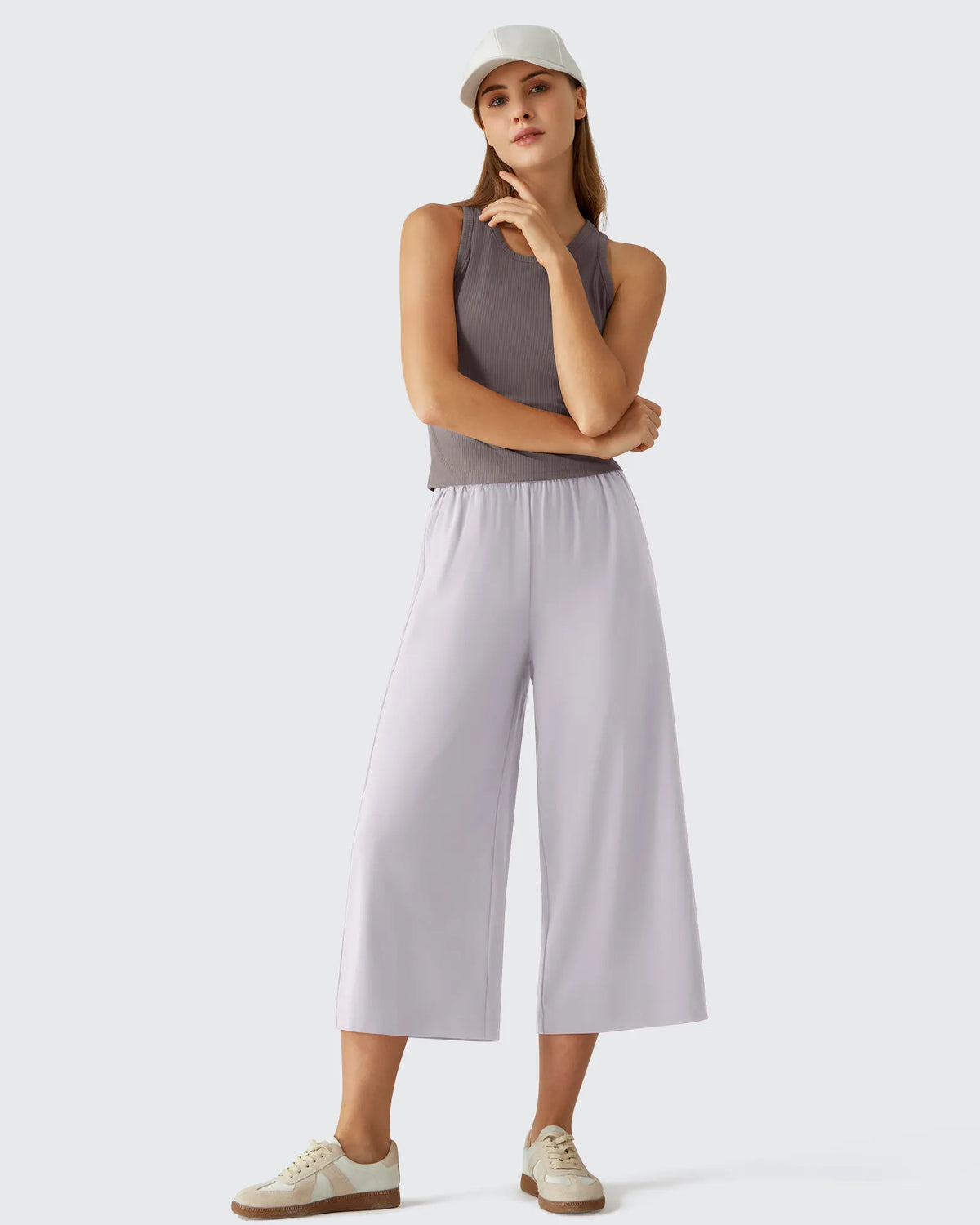 G4Free - Chillwhisp Elastic Waist Flowy Wide Leg Capri Pants 20'' -GF26J866D019A-S