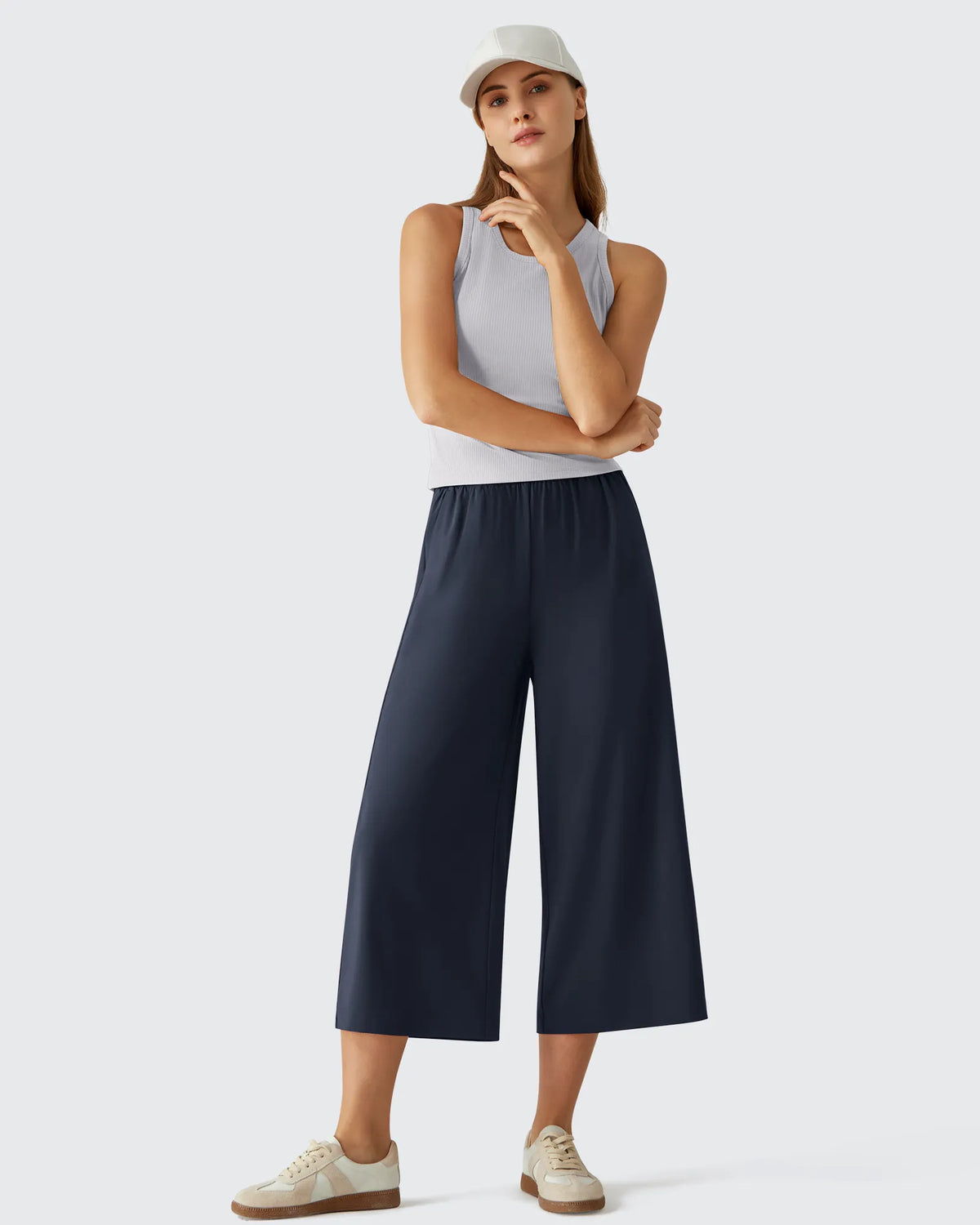 G4Free - Chillwhisp Elastic Waist Flowy Wide Leg Capri Pants 20'' -GF26J866D019A-S