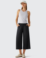 G4Free - Chillwhisp Elastic Waist Flowy Wide Leg Capri Pants 20'' -GF26J866D019A-S