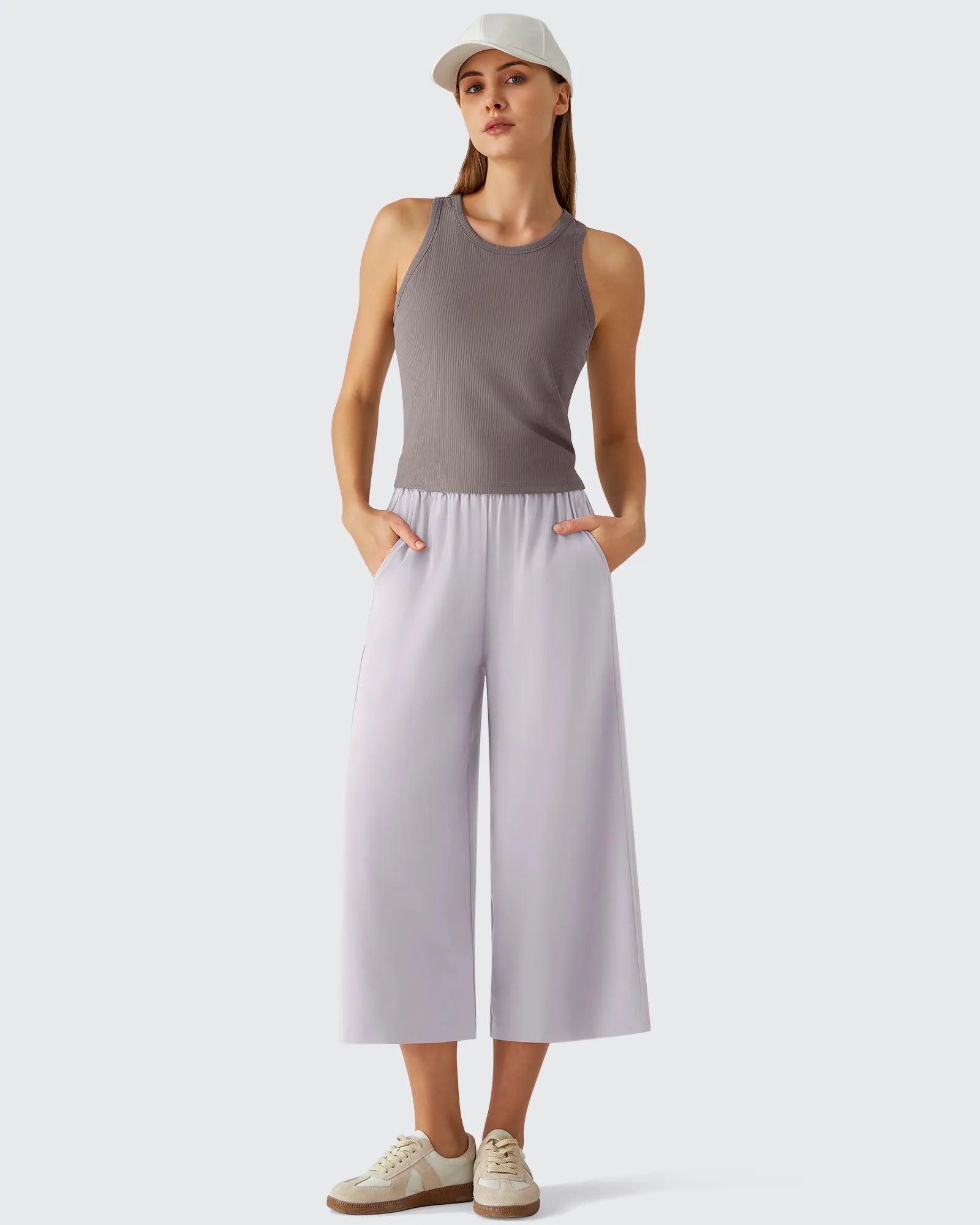 G4Free - Chillwhisp Elastic Waist Flowy Wide Leg Capri Pants 20'' -GF26J866D019A-S