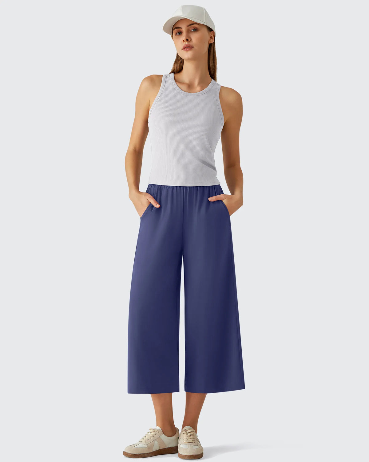 G4Free - Chillwhisp Elastic Waist Flowy Wide Leg Capri Pants 20'' -GF26J866D019A-S