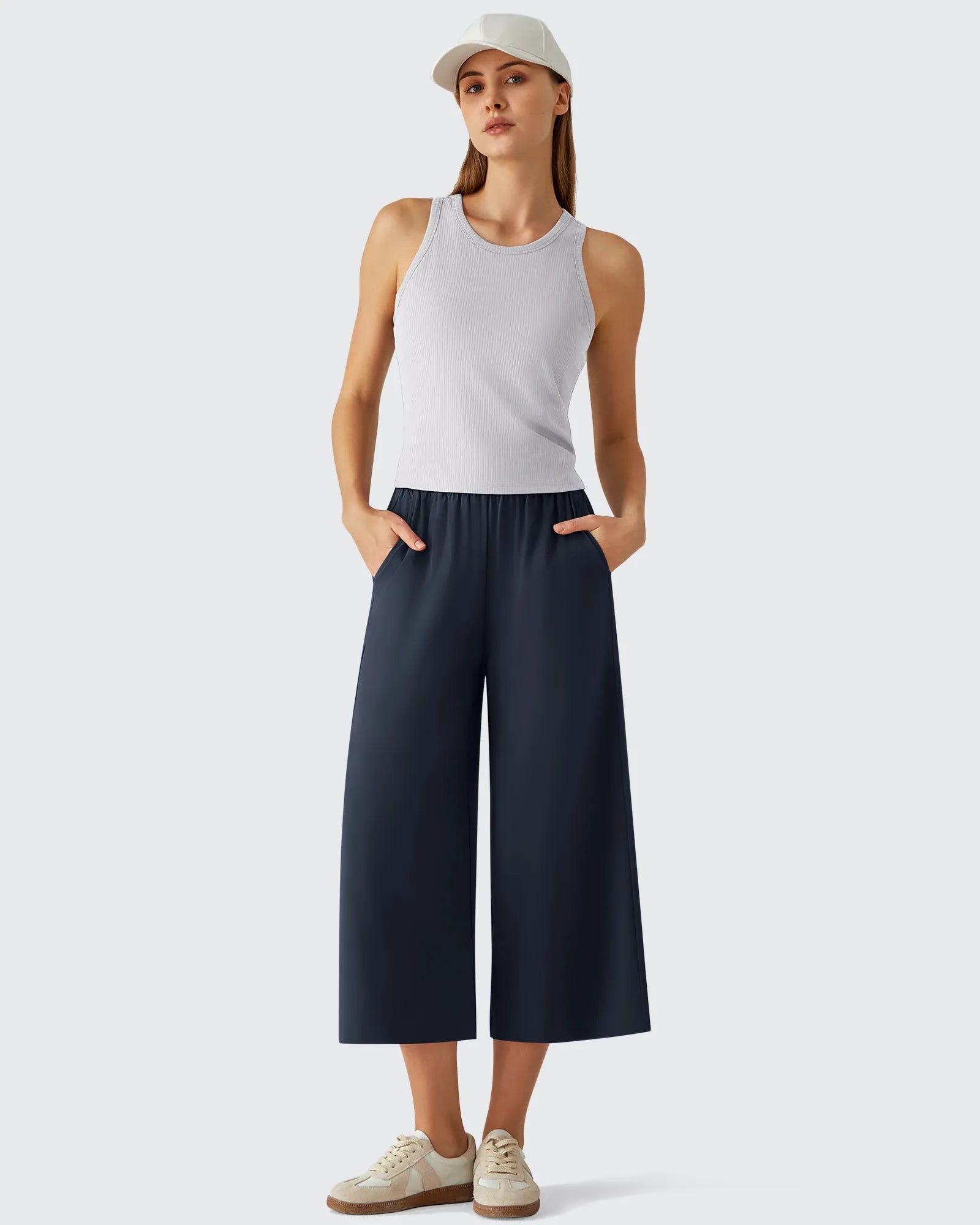 G4Free - Chillwhisp Elastic Waist Flowy Wide Leg Capri Pants 20'' -GF26J866D019A-S