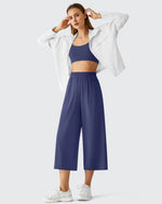 G4Free - Chillwhisp Elastic Waist Flowy Wide Leg Capri Pants 20'' -GF26J866D019A-S