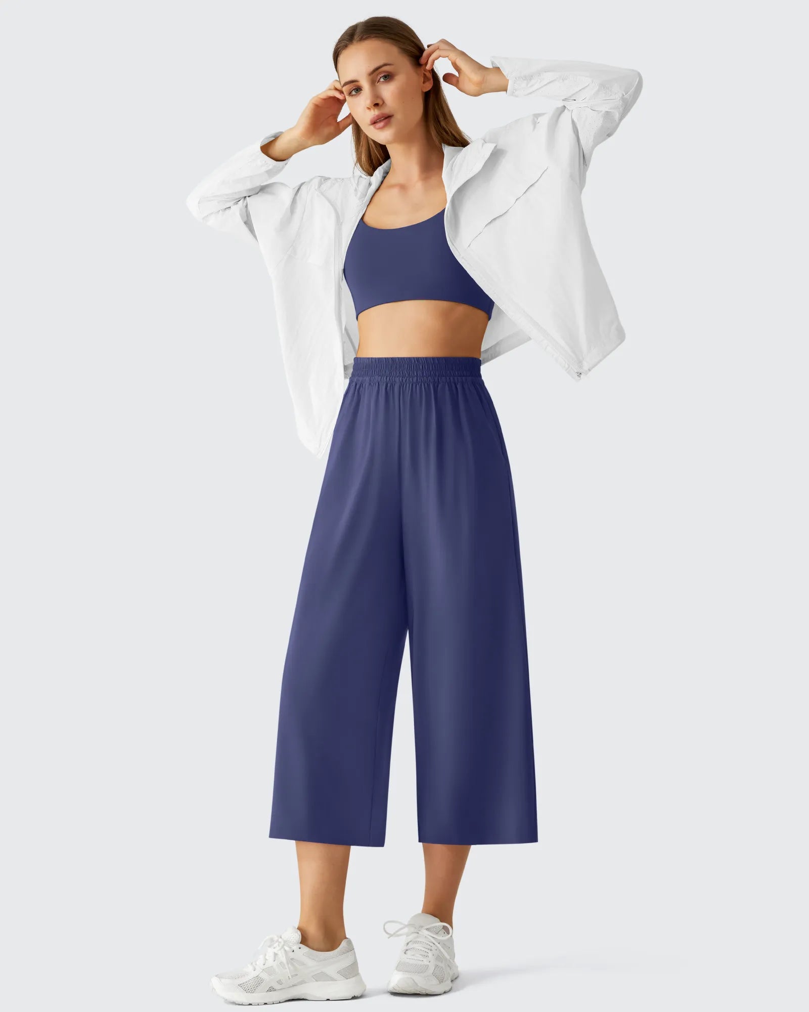 G4Free - Chillwhisp Elastic Waist Flowy Wide Leg Capri Pants 20'' -GF26J866D019A-S