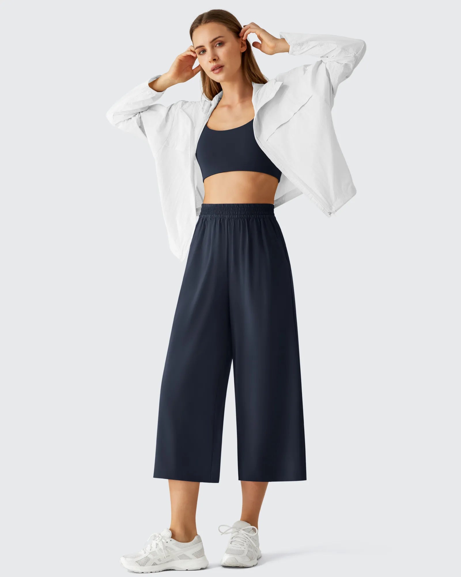 G4Free - Chillwhisp Elastic Waist Flowy Wide Leg Capri Pants 20'' -GF26J866D019A-S