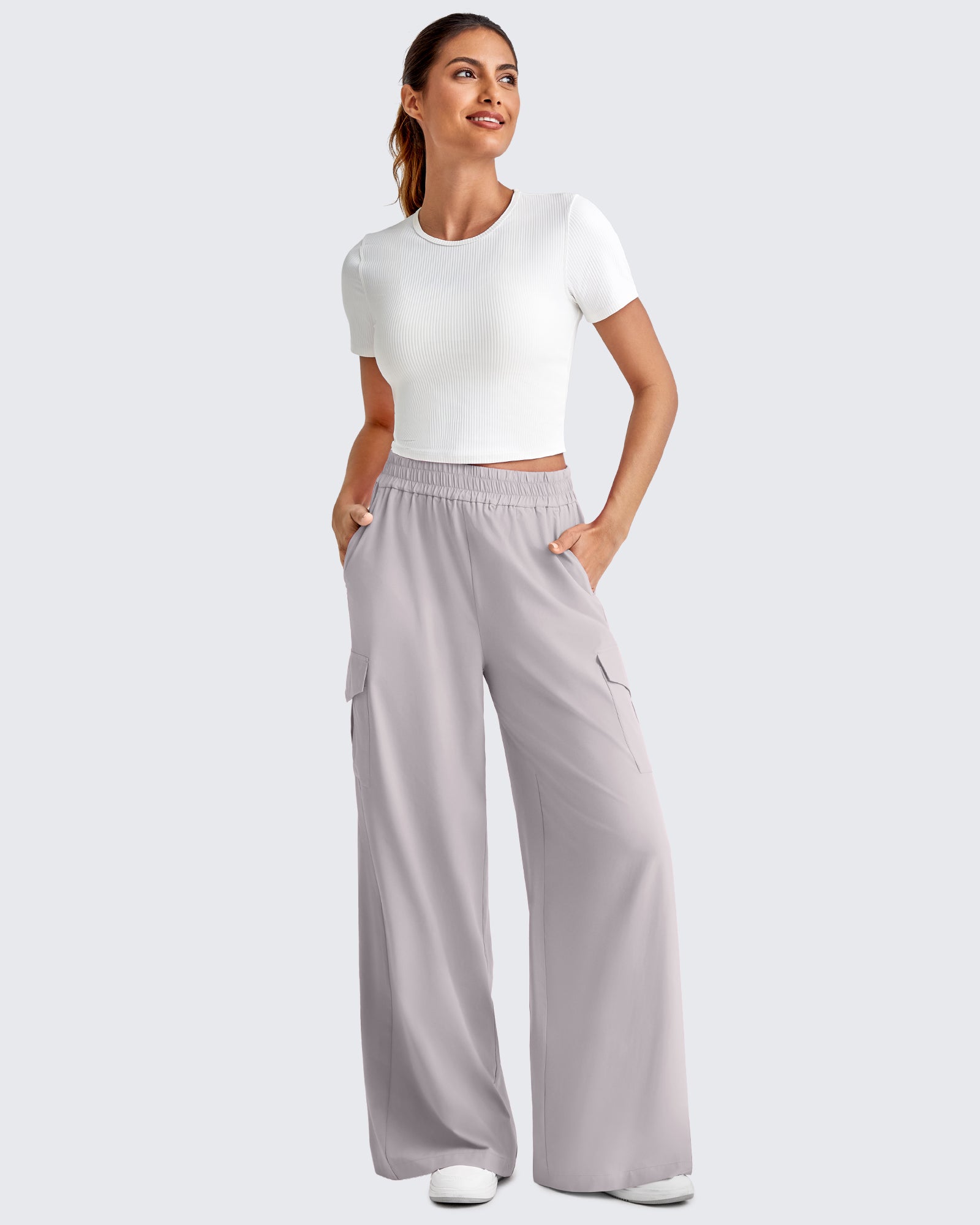 G4Free - Chillwhisp High Waisted Wide Leg Cargo Pants -GF25J437AA-S