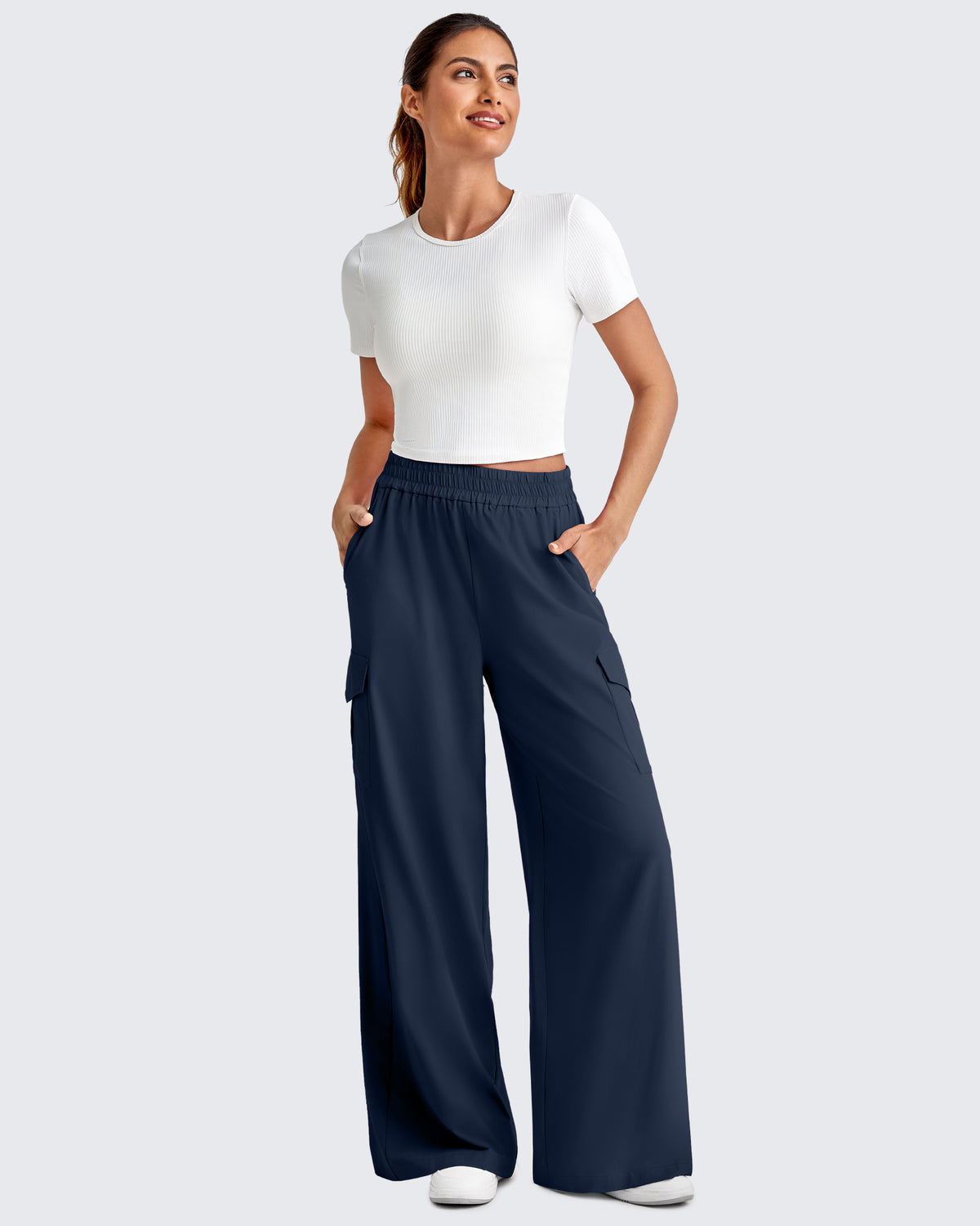 G4Free - Chillwhisp High Waisted Wide Leg Cargo Pants -GF25J437AA-S