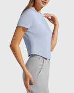 G4Free - Cropped Crewneck Relaxed Fit Short Sleeve Tops -GF26K885A001A-S