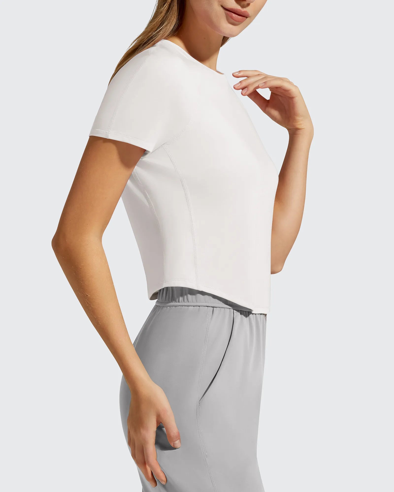 G4Free - Cropped Crewneck Relaxed Fit Short Sleeve Tops -GF26K885A001A-S