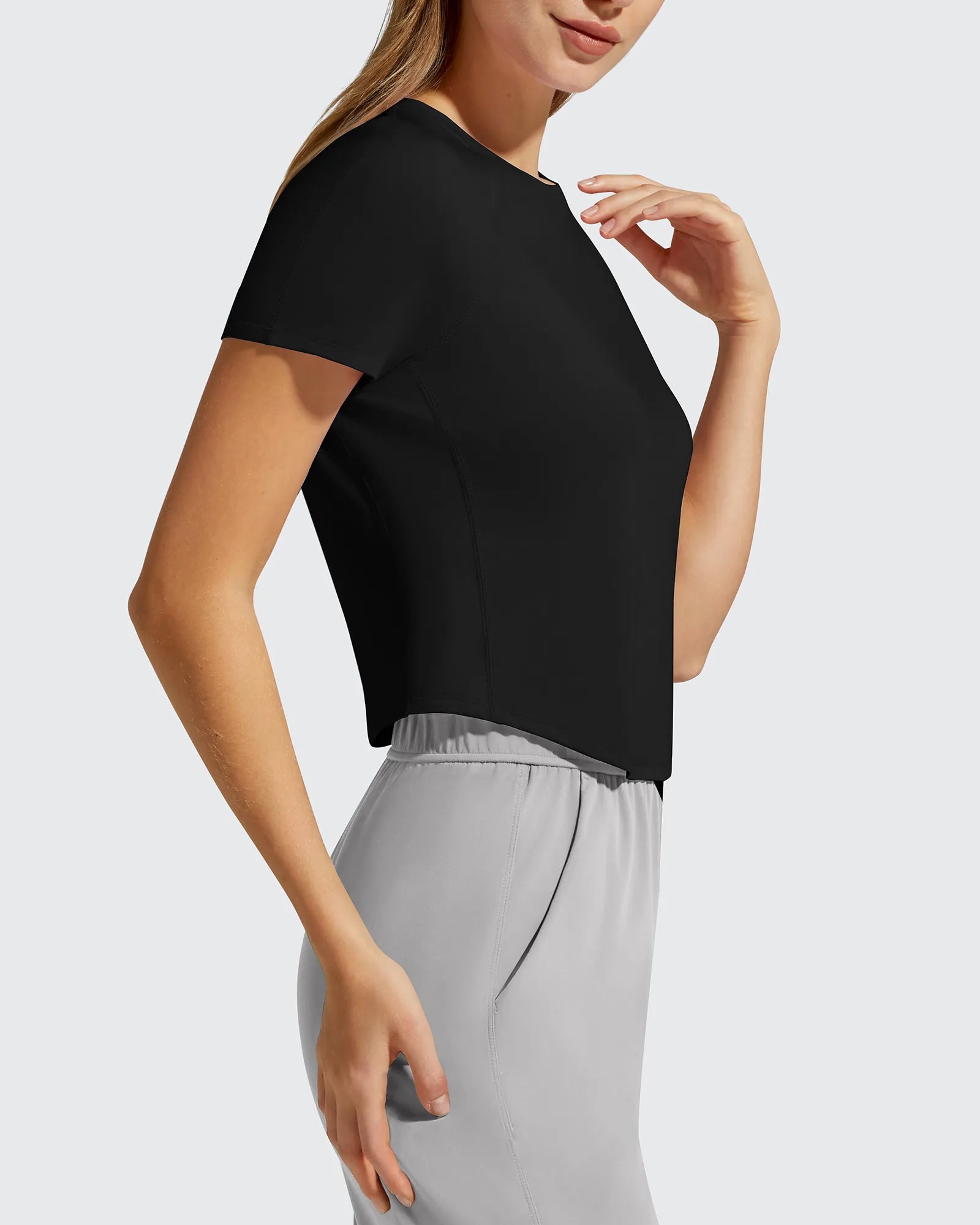 G4Free - Cropped Crewneck Relaxed Fit Short Sleeve Tops -GF26K885A001A-S