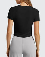 G4Free - Cropped Crewneck Relaxed Fit Short Sleeve Tops -GF26K885A001A-S