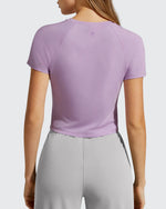G4Free - Cropped Crewneck Relaxed Fit Short Sleeve Tops -GF26K885A001A-S