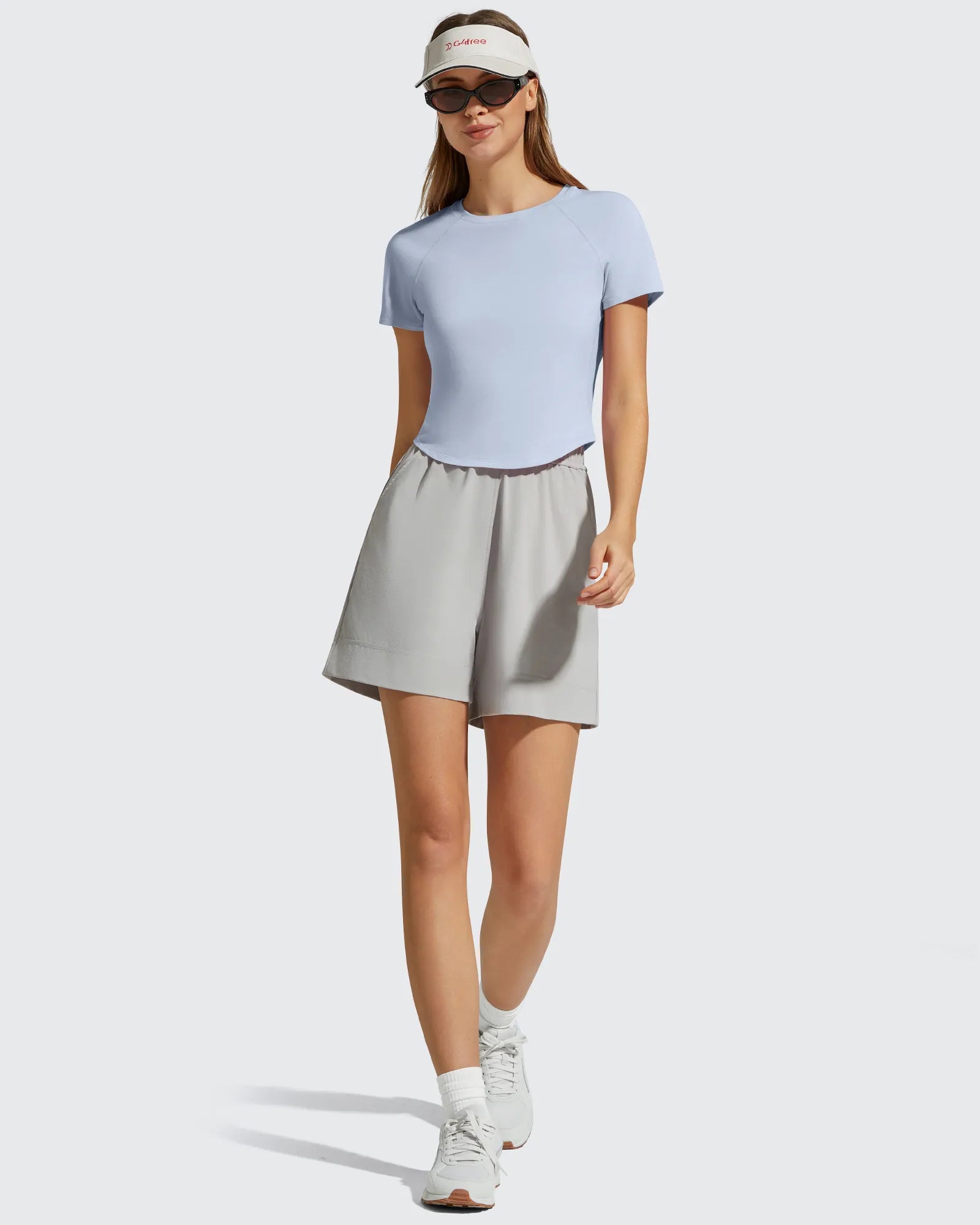 G4Free - Cropped Crewneck Relaxed Fit Short Sleeve Tops -GF26K885A001A-S