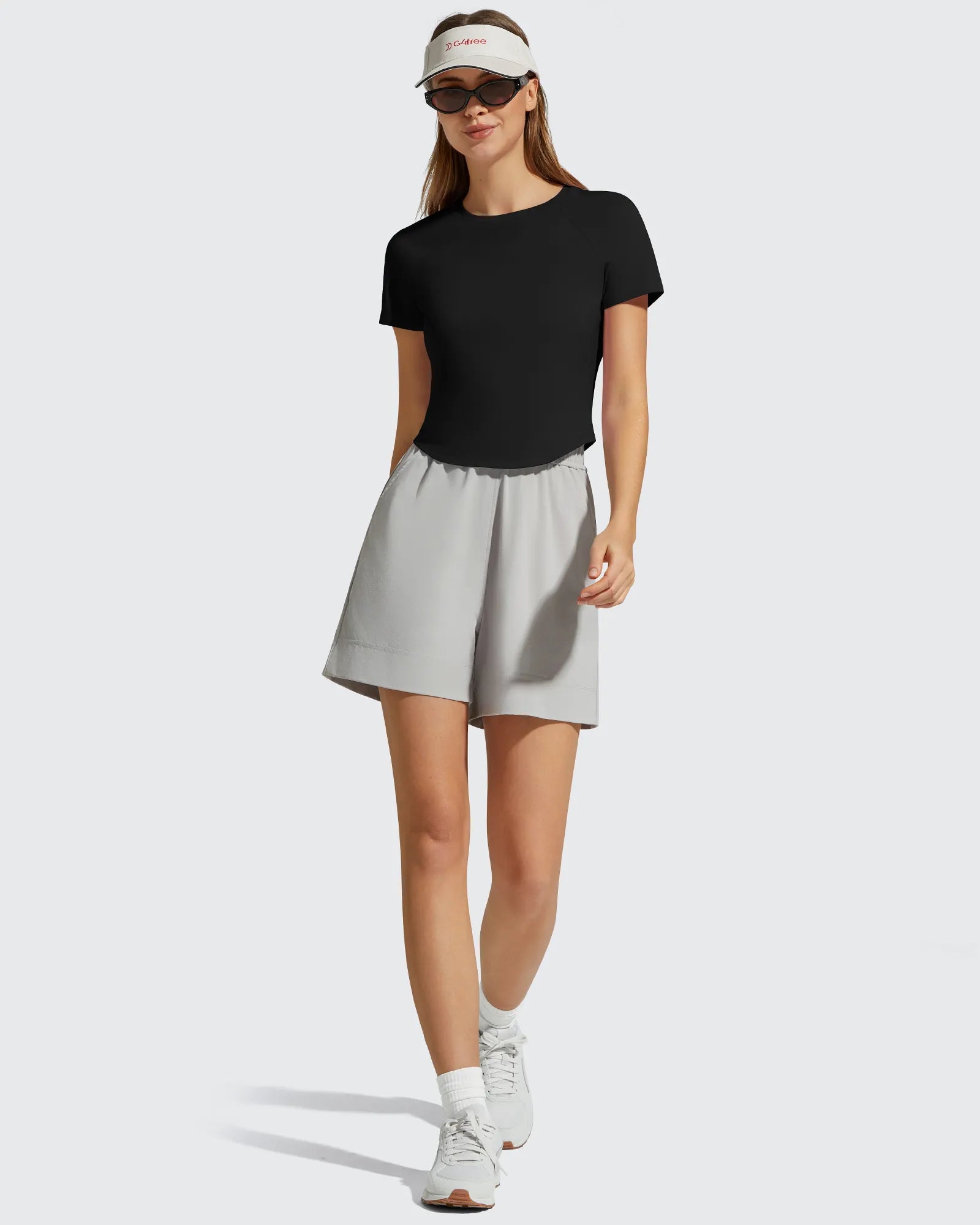 G4Free - Cropped Crewneck Relaxed Fit Short Sleeve Tops -GF26K885A001A-S