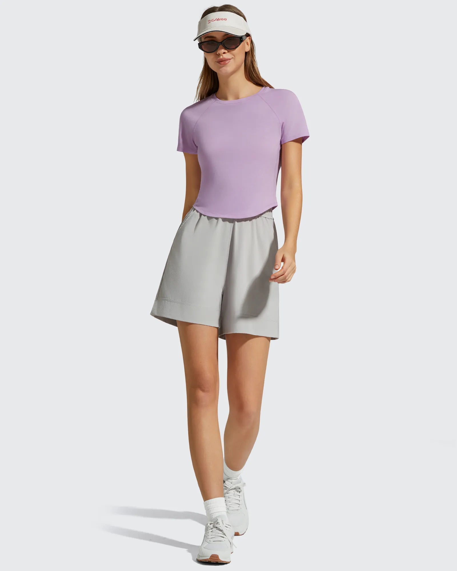 G4Free - Cropped Crewneck Relaxed Fit Short Sleeve Tops -GF26K885A001A-S
