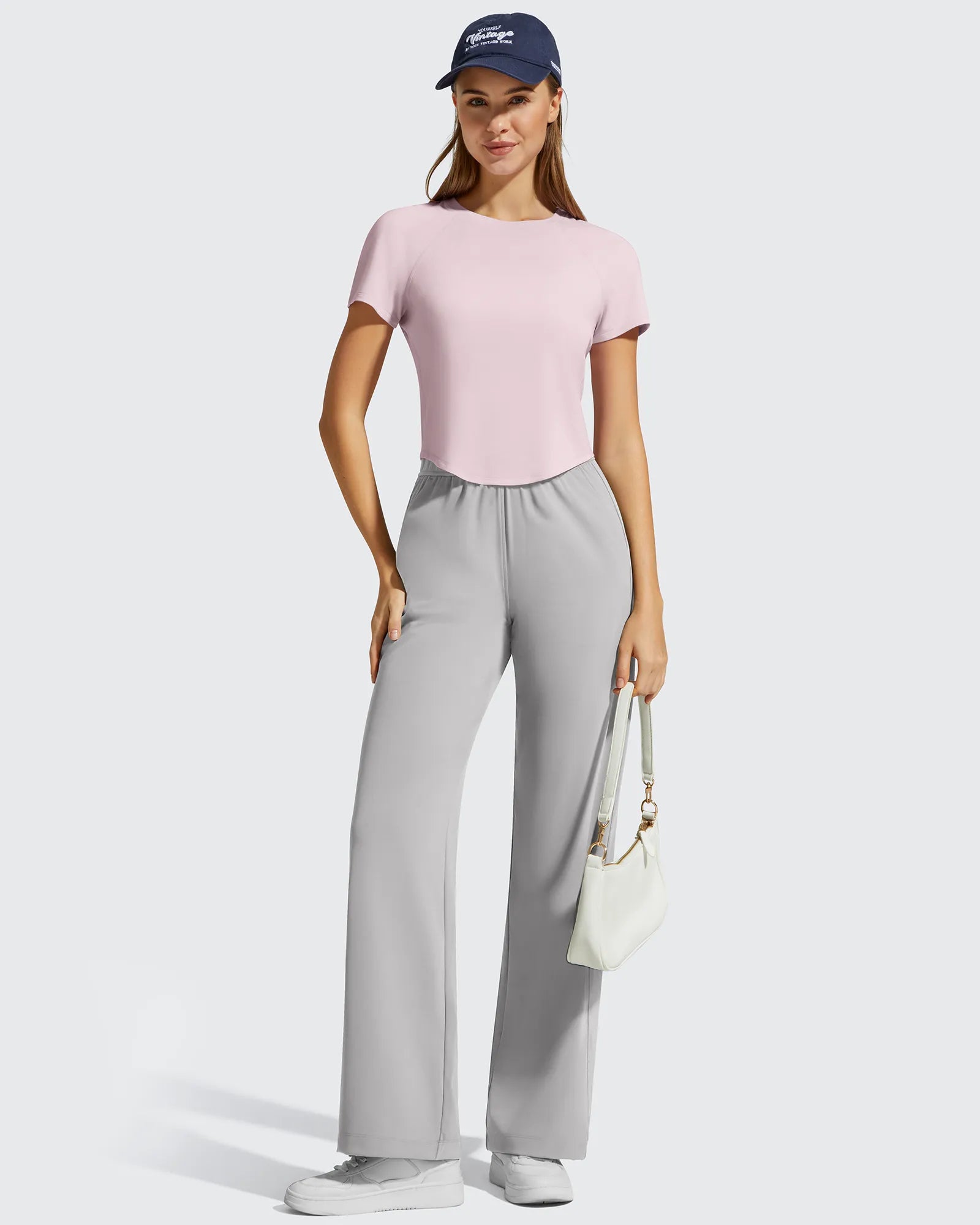 G4Free - Cropped Crewneck Relaxed Fit Short Sleeve Tops -GF26K885A001A-S