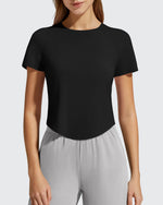 G4Free - Cropped Crewneck Relaxed Fit Short Sleeve Tops -GF26K885A001A-S