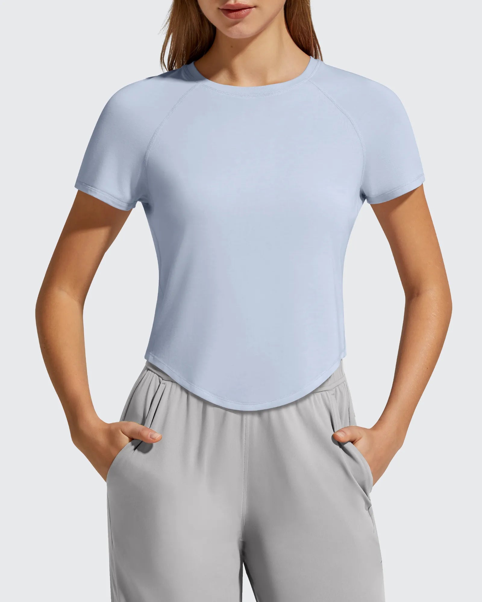 G4Free - Cropped Crewneck Relaxed Fit Short Sleeve Tops -GF26K885A001A-S