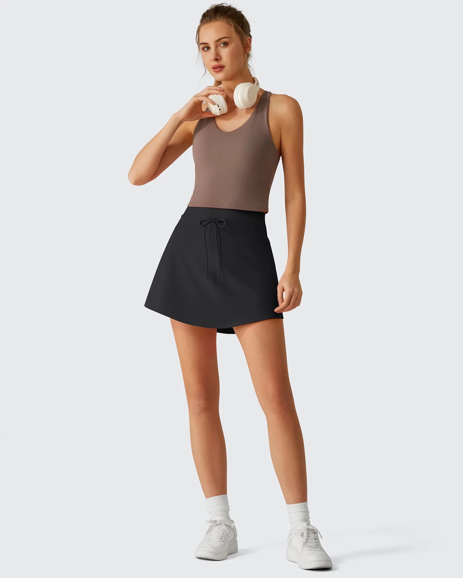 G4Free - Drawstring Curved Hem Inner Shorts Ball Pocket Skorts 15" -GF26H815G012F-XS