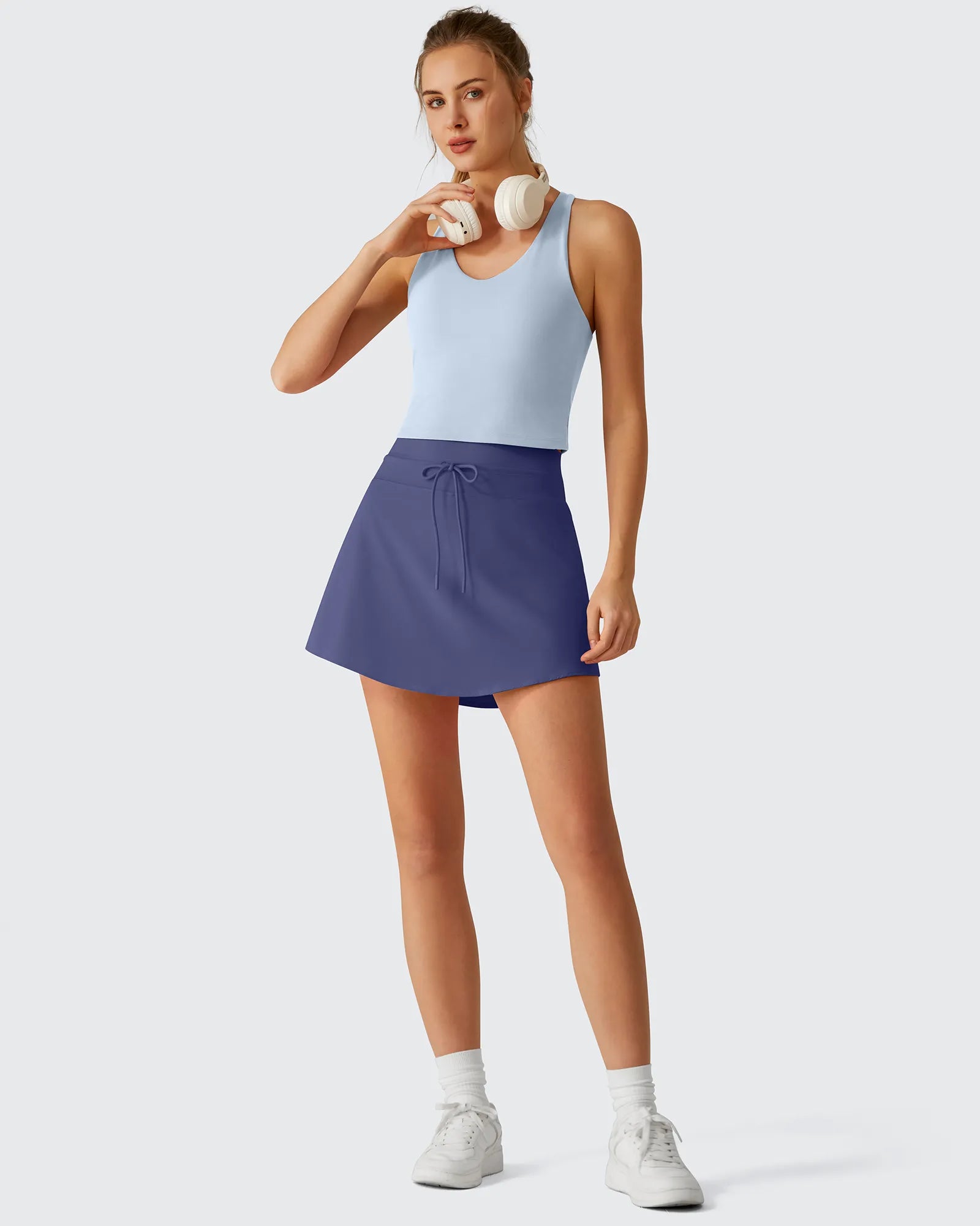G4Free - Drawstring Curved Hem Inner Shorts Ball Pocket Skorts 15" -GF26H815G012F-XS