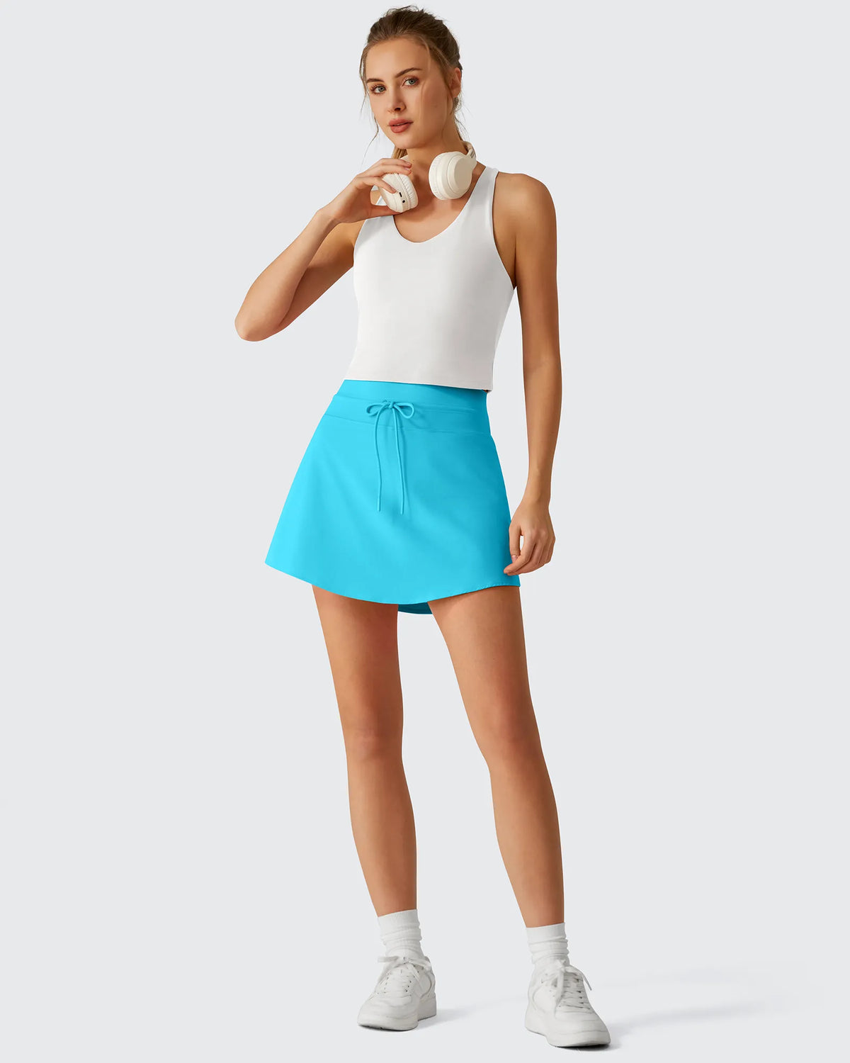 G4Free - Drawstring Curved Hem Inner Shorts Ball Pocket Skorts 15" -GF26H815G012F-XS