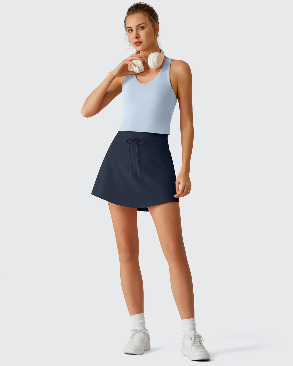 G4Free - Drawstring Curved Hem Inner Shorts Ball Pocket Skorts 15" -GF26H815G012F-XS