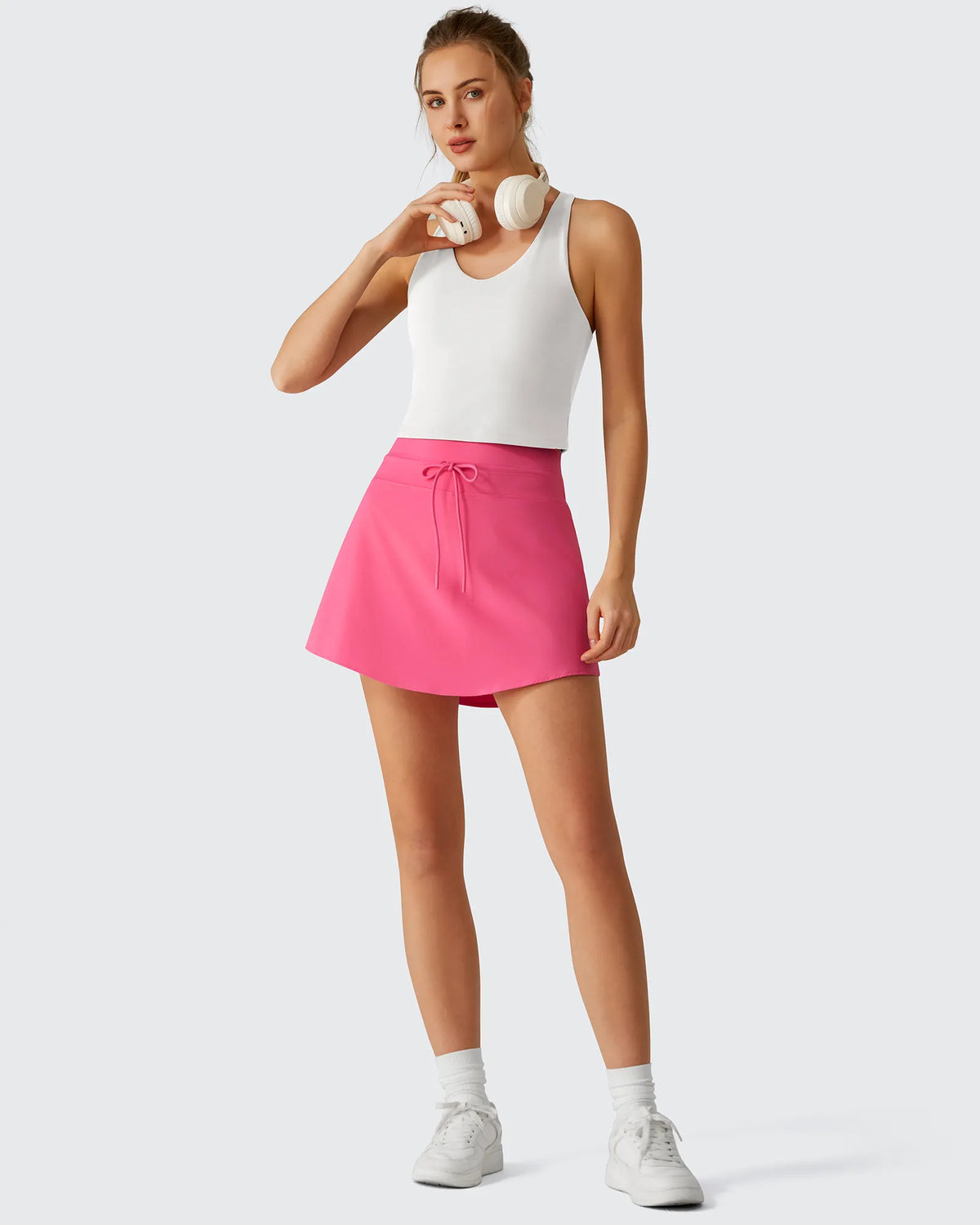 G4Free - Drawstring Curved Hem Inner Shorts Ball Pocket Skorts 15" -GF26H815G012F-XS