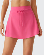 G4Free - Drawstring Curved Hem Inner Shorts Ball Pocket Skorts 15" -GF26H815G012F-XS