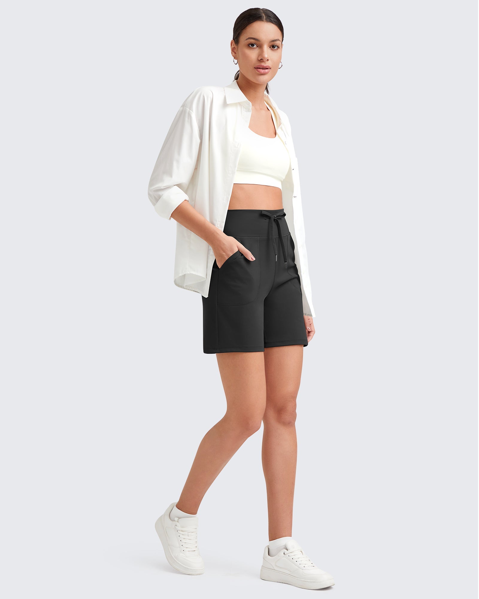 G4Free - EverGoing Bermuda Drawstring High-Waist Athletic Shorts -GF25E308AF-XS