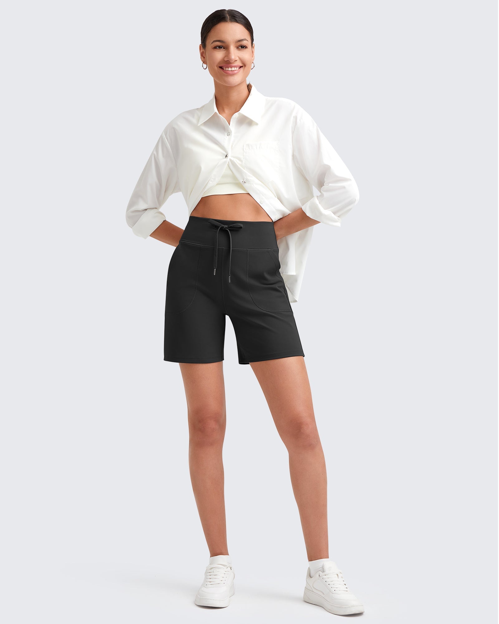 G4Free - EverGoing Bermuda Drawstring High-Waist Athletic Shorts -GF25E308AF-XS