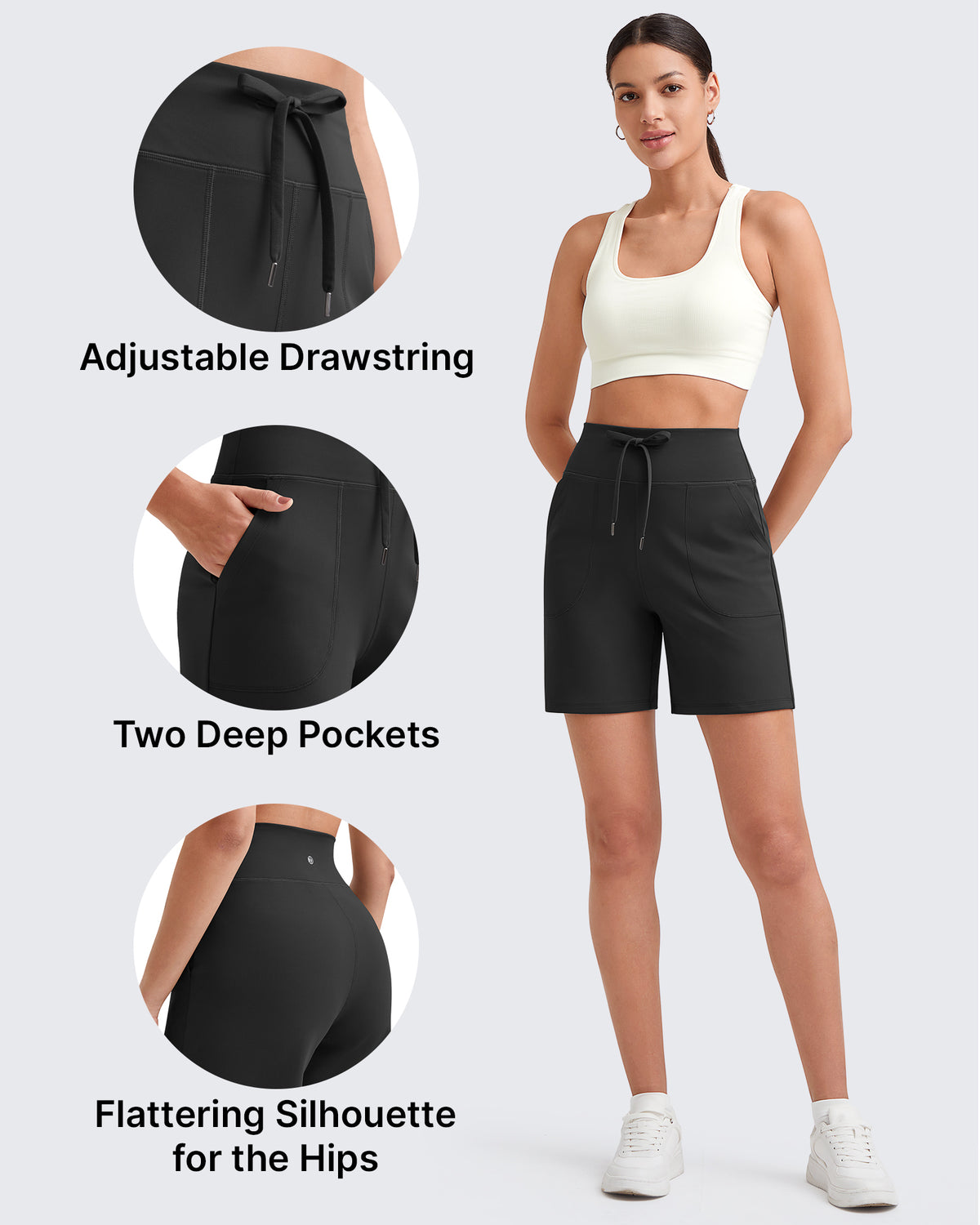 G4Free - EverGoing Bermuda Drawstring High-Waist Athletic Shorts -GF25E308AF-XS